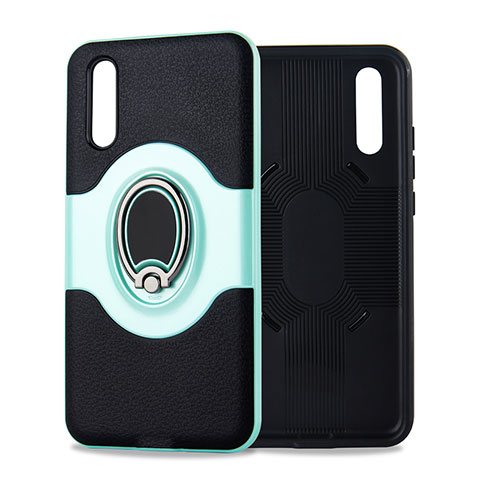 Funda Silicona Carcasa Ultrafina Goma con Magnetico Anillo de dedo Soporte A01 para Huawei P20 Verde