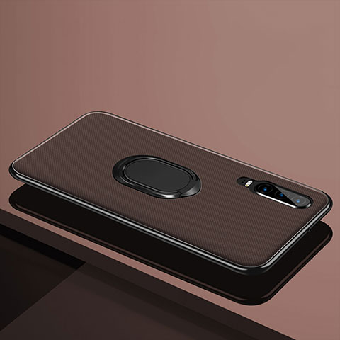 Funda Silicona Carcasa Ultrafina Goma con Magnetico Anillo de dedo Soporte A01 para Huawei P30 Marron