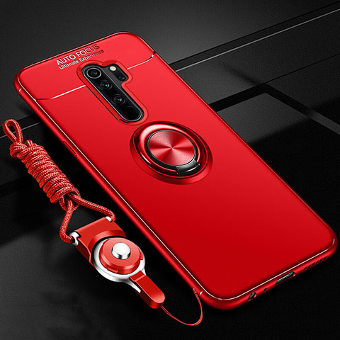 Funda Silicona Carcasa Ultrafina Goma con Magnetico Anillo de dedo Soporte A01 para Oppo A11X Rojo