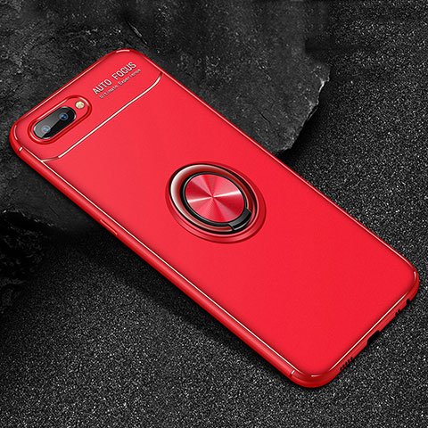 Funda Silicona Carcasa Ultrafina Goma con Magnetico Anillo de dedo Soporte A01 para Oppo A5 Rojo