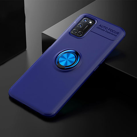 Funda Silicona Carcasa Ultrafina Goma con Magnetico Anillo de dedo Soporte A01 para Oppo A52 Azul