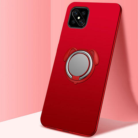 Funda Silicona Carcasa Ultrafina Goma con Magnetico Anillo de dedo Soporte A01 para Oppo A92s 5G Rojo