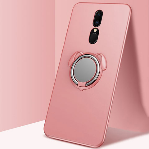 Funda Silicona Carcasa Ultrafina Goma con Magnetico Anillo de dedo Soporte A01 para Oppo A9X Oro Rosa