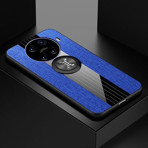 Funda Silicona Carcasa Ultrafina Goma con Magnetico Anillo de dedo Soporte A01 para Oppo Ace2 Azul