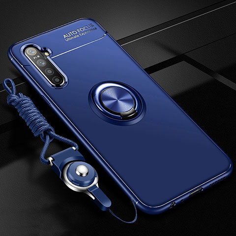 Funda Silicona Carcasa Ultrafina Goma con Magnetico Anillo de dedo Soporte A01 para Oppo K5 Azul