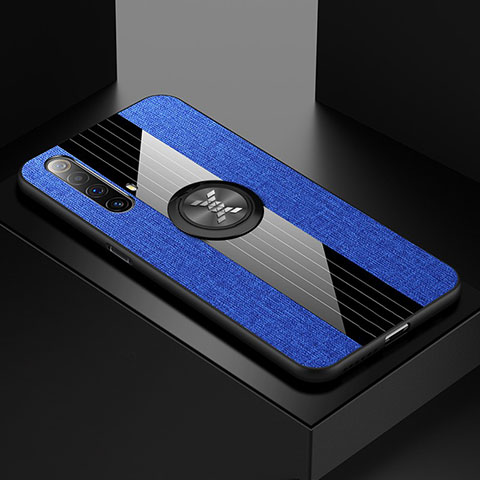 Funda Silicona Carcasa Ultrafina Goma con Magnetico Anillo de dedo Soporte A01 para Realme X50t 5G Azul