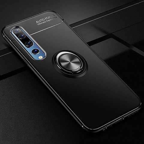 Funda Silicona Carcasa Ultrafina Goma con Magnetico Anillo de dedo Soporte A01 para Xiaomi Mi 10 Negro