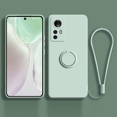 Funda Silicona Carcasa Ultrafina Goma con Magnetico Anillo de dedo Soporte A01 para Xiaomi Mi 12X 5G Menta Verde