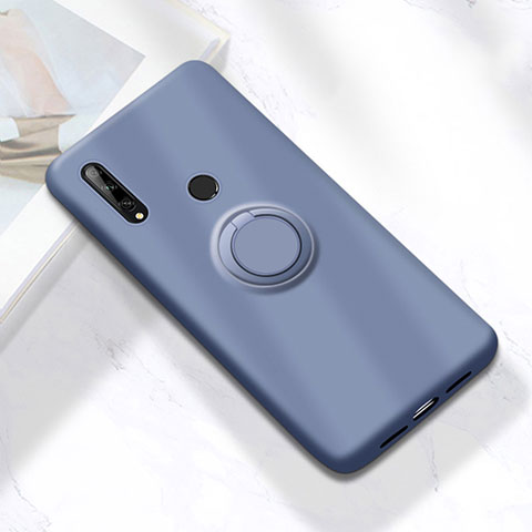 Funda Silicona Carcasa Ultrafina Goma con Magnetico Anillo de dedo Soporte A02 para Huawei Enjoy 10 Plus Gris