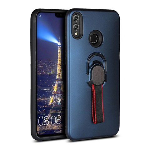 Funda Silicona Carcasa Ultrafina Goma con Magnetico Anillo de dedo Soporte A02 para Huawei Honor V10 Lite Azul