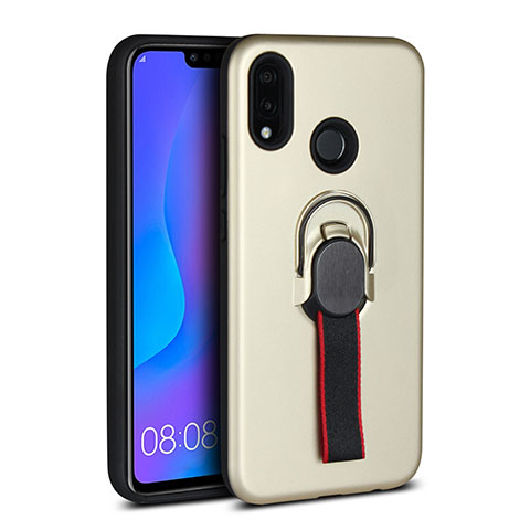 Funda Silicona Carcasa Ultrafina Goma con Magnetico Anillo de dedo Soporte A02 para Huawei Nova 3e Oro