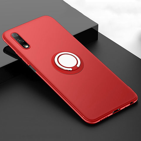 Funda Silicona Carcasa Ultrafina Goma con Magnetico Anillo de dedo Soporte A02 para Huawei P Smart Z (2019) Rojo