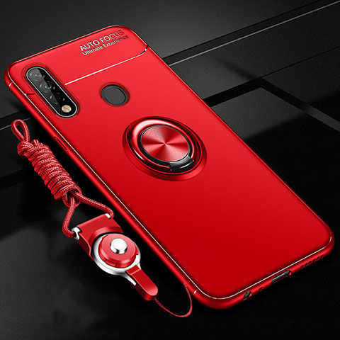 Funda Silicona Carcasa Ultrafina Goma con Magnetico Anillo de dedo Soporte A02 para Oppo A31 Rojo