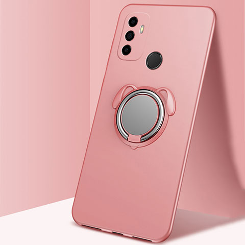 Funda Silicona Carcasa Ultrafina Goma con Magnetico Anillo de dedo Soporte A02 para Oppo A32 Oro Rosa