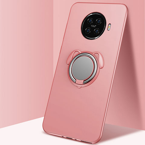 Funda Silicona Carcasa Ultrafina Goma con Magnetico Anillo de dedo Soporte A02 para Oppo Ace2 Oro Rosa