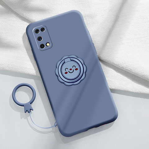 Funda Silicona Carcasa Ultrafina Goma con Magnetico Anillo de dedo Soporte A02 para Oppo K7x 5G Gris Lavanda