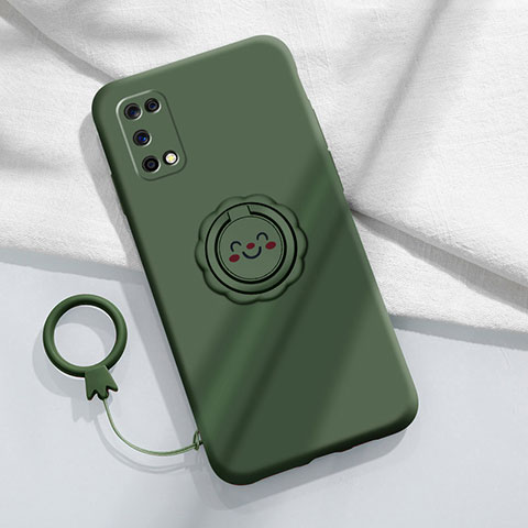 Funda Silicona Carcasa Ultrafina Goma con Magnetico Anillo de dedo Soporte A02 para Oppo K7x 5G Verde Noche