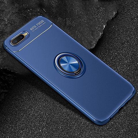 Funda Silicona Carcasa Ultrafina Goma con Magnetico Anillo de dedo Soporte A02 para Oppo R17 Neo Azul