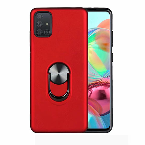 Funda Silicona Carcasa Ultrafina Goma con Magnetico Anillo de dedo Soporte A02 para Samsung Galaxy A51 5G Rojo