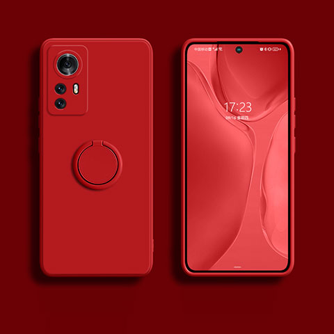 Funda Silicona Carcasa Ultrafina Goma con Magnetico Anillo de dedo Soporte A02 para Xiaomi Mi 12S 5G Rojo