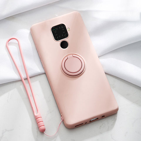 Funda Silicona Carcasa Ultrafina Goma con Magnetico Anillo de dedo Soporte A03 para Huawei Nova 5i Pro Rosa