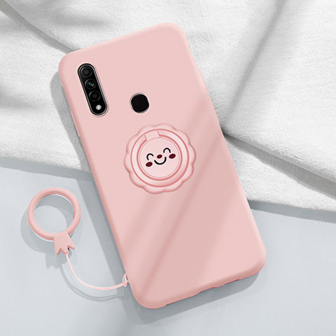 Funda Silicona Carcasa Ultrafina Goma con Magnetico Anillo de dedo Soporte A03 para Oppo A31 Rosa