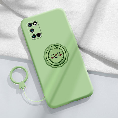 Funda Silicona Carcasa Ultrafina Goma con Magnetico Anillo de dedo Soporte A03 para Oppo A72 Cian