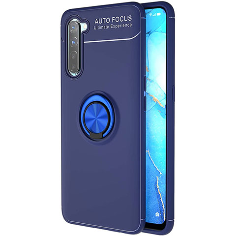 Funda Silicona Carcasa Ultrafina Goma con Magnetico Anillo de dedo Soporte A03 para Oppo F15 Azul