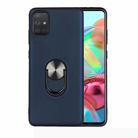 Funda Silicona Carcasa Ultrafina Goma con Magnetico Anillo de dedo Soporte A03 para Samsung Galaxy A71 5G Azul