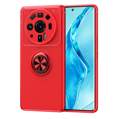 Funda Silicona Carcasa Ultrafina Goma con Magnetico Anillo de dedo Soporte A03 para Xiaomi Mi 12S Ultra 5G Rojo