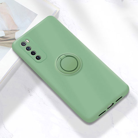 Funda Silicona Carcasa Ultrafina Goma con Magnetico Anillo de dedo Soporte A04 para Huawei Nova 7 5G Cian