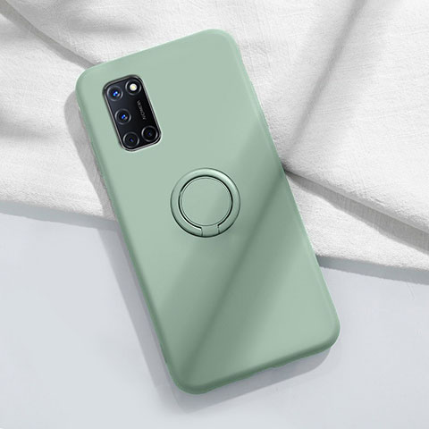 Funda Silicona Carcasa Ultrafina Goma con Magnetico Anillo de dedo Soporte A04 para Oppo A52 Cian