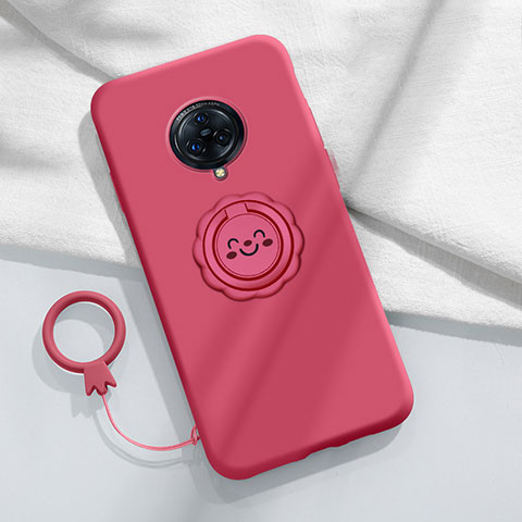 Funda Silicona Carcasa Ultrafina Goma con Magnetico Anillo de dedo Soporte A04 para Vivo Nex 3 5G Rojo Rosa