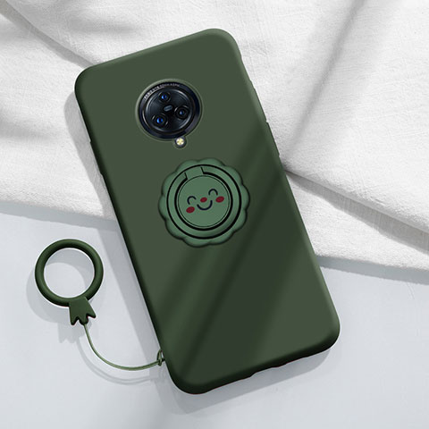 Funda Silicona Carcasa Ultrafina Goma con Magnetico Anillo de dedo Soporte A04 para Vivo Nex 3 Verde