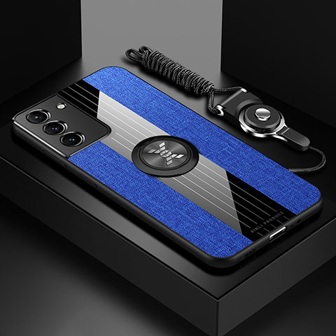 Funda Silicona Carcasa Ultrafina Goma con Magnetico Anillo de dedo Soporte A06 para Samsung Galaxy S24 5G Azul