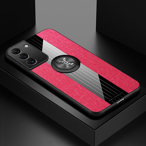 Funda Silicona Carcasa Ultrafina Goma con Magnetico Anillo de dedo Soporte A07 para Samsung Galaxy S24 5G Rojo