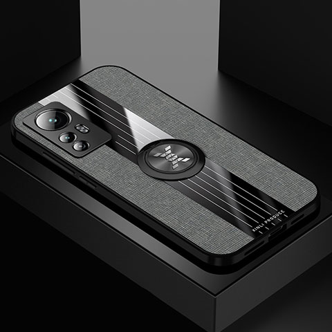 Funda Silicona Carcasa Ultrafina Goma con Magnetico Anillo de dedo Soporte A07 para Xiaomi Mi 12X 5G Gris