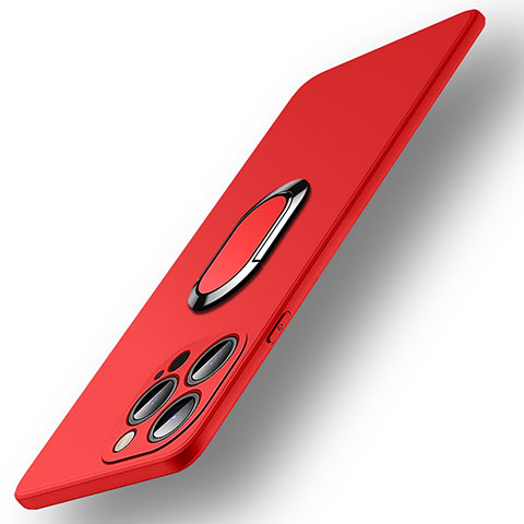 Funda Silicona Carcasa Ultrafina Goma con Magnetico Anillo de dedo Soporte A09 para Apple iPhone 15 Pro Max Rojo