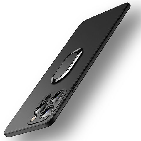 Funda Silicona Carcasa Ultrafina Goma con Magnetico Anillo de dedo Soporte A09 para Apple iPhone 16 Pro Max Negro