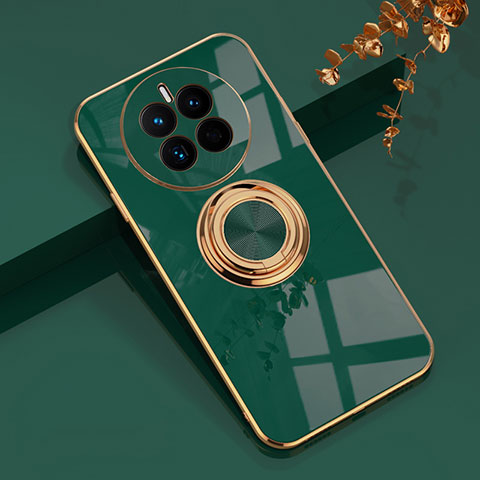 Funda Silicona Carcasa Ultrafina Goma con Magnetico Anillo de dedo Soporte AN1 para Huawei Mate 50E Verde