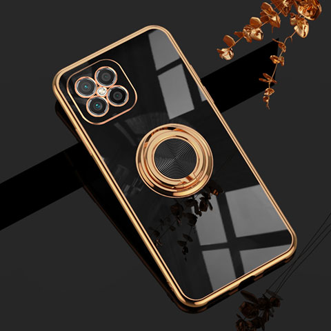 Funda Silicona Carcasa Ultrafina Goma con Magnetico Anillo de dedo Soporte AN1 para Huawei Nova 8 SE 4G Negro