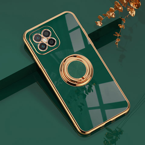 Funda Silicona Carcasa Ultrafina Goma con Magnetico Anillo de dedo Soporte AN1 para Huawei Nova 8 SE 4G Verde Noche