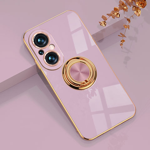 Funda Silicona Carcasa Ultrafina Goma con Magnetico Anillo de dedo Soporte AN1 para Huawei Nova 9 SE Purpura Claro