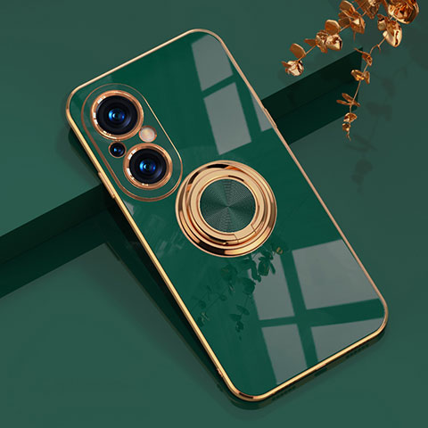 Funda Silicona Carcasa Ultrafina Goma con Magnetico Anillo de dedo Soporte AN1 para Huawei Nova 9 SE Verde