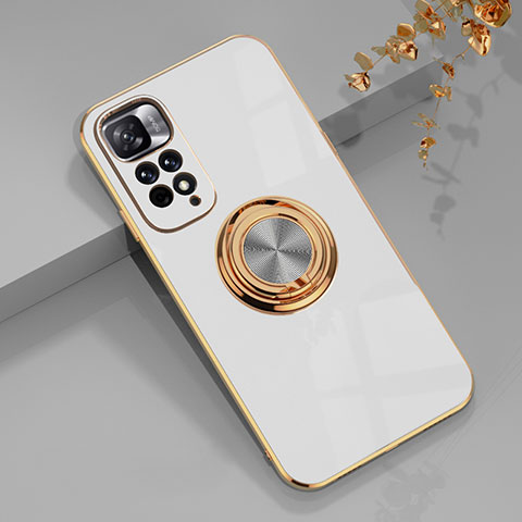 Funda Silicona Carcasa Ultrafina Goma con Magnetico Anillo de dedo Soporte AN1 para Xiaomi Mi 11i 5G (2022) Blanco