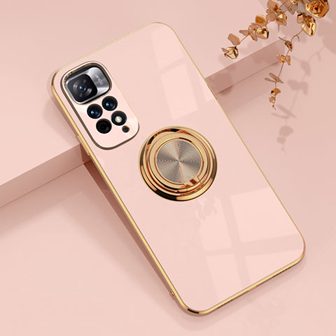 Funda Silicona Carcasa Ultrafina Goma con Magnetico Anillo de dedo Soporte AN1 para Xiaomi Mi 11i 5G (2022) Rosa