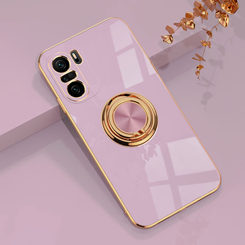 Funda Silicona Carcasa Ultrafina Goma con Magnetico Anillo de dedo Soporte AN1 para Xiaomi Mi 11i 5G Purpura Claro