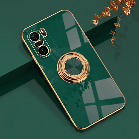 Funda Silicona Carcasa Ultrafina Goma con Magnetico Anillo de dedo Soporte AN1 para Xiaomi Mi 11X 5G Verde