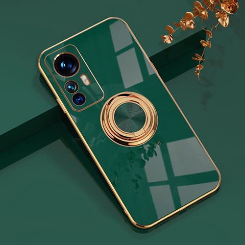 Funda Silicona Carcasa Ultrafina Goma con Magnetico Anillo de dedo Soporte AN1 para Xiaomi Mi 12T Pro 5G Verde