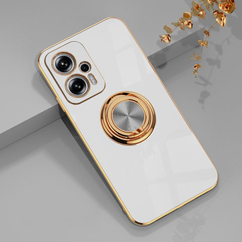 Funda Silicona Carcasa Ultrafina Goma con Magnetico Anillo de dedo Soporte AN1 para Xiaomi Poco X4 GT 5G Blanco